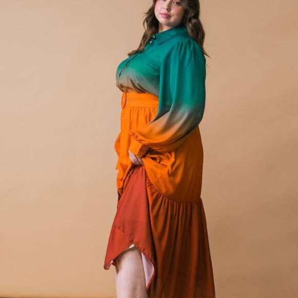 140. Plus Size Knitted Ombre Midi Dress - Picture 2 of 3